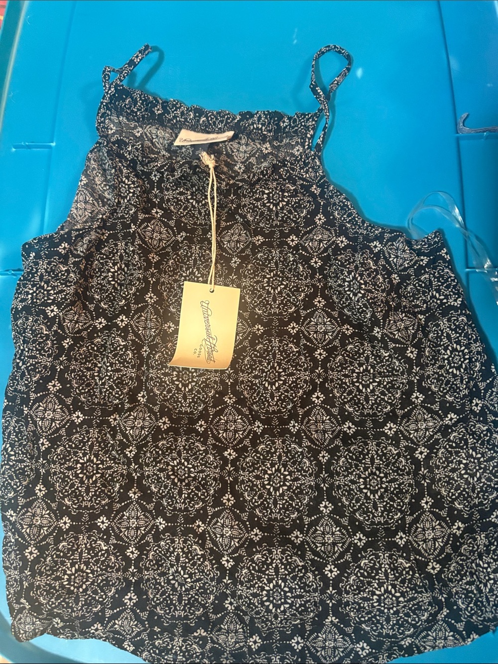 Maurices Black and White Printed Lace-Trim Cami